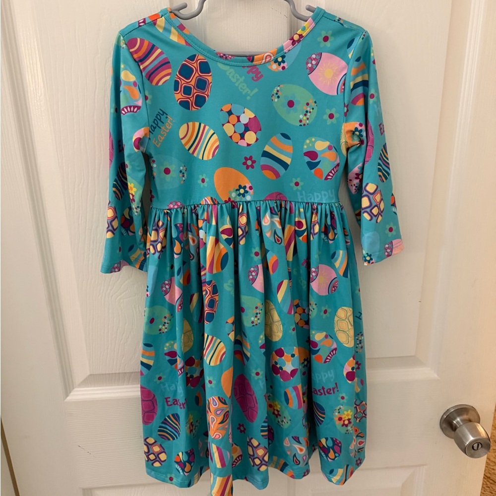 Mila & Rose 3/4 sleeve twirl dress with Easter Egg Design
